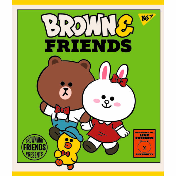 Зошит для записів А5/12 кл. YES "Line Friends" мат. ВДЛ+ УФ-виб