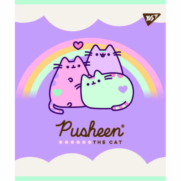 Зошит для записів А5/12 лін.  YES "Pusheen" мат. ВДЛ+глітер