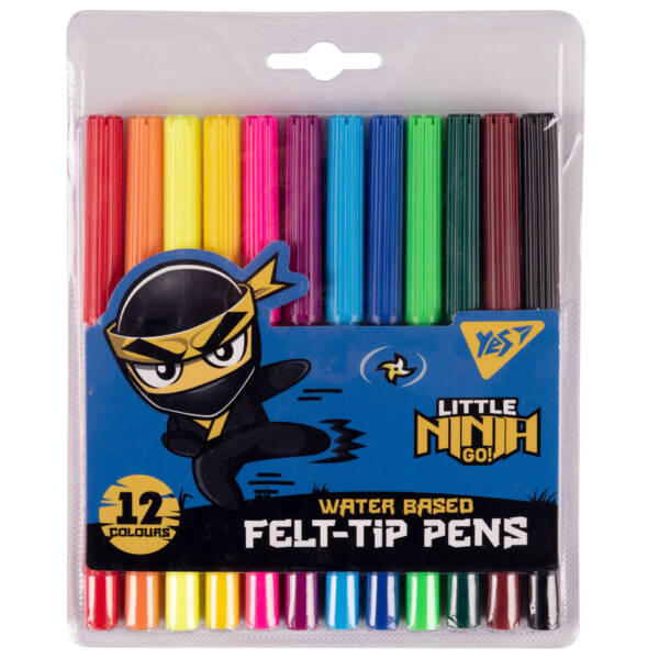 Фломастери YES 12 кольорів "Ninja"