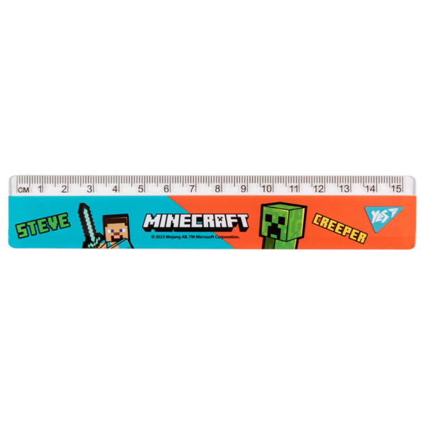 Лінійка Yes 15 см "Minecraft", блакитно-червона