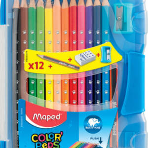 Олівці кольорові COLOR PEPS Smart Box, 12кол.+3 вироби,пластик.футляр з підвісом,асорті