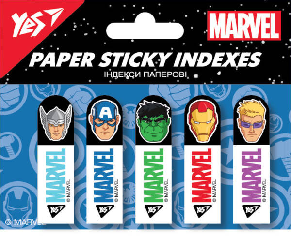 Індекси паперові YES "Marvel.Avengers" 50x15мм, 100шт (5x20)
