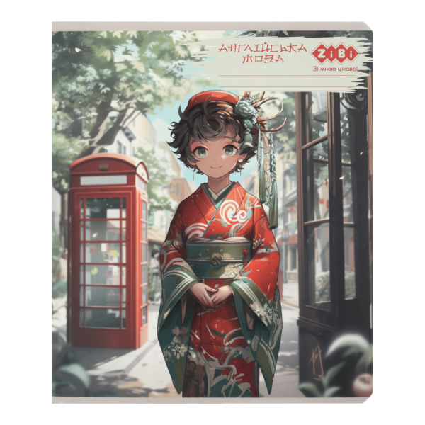 /Зошит учнівський загальний ANIME, 48арк., клітинка, англійська, конгрев. тисн. + УФ лак, KIDS LINE