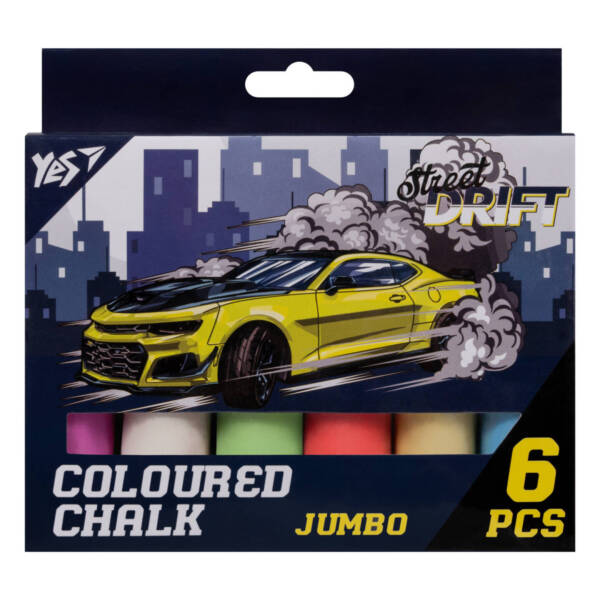 Крейда кольорова Yes "Street Drift", 6 шт, JUMBO