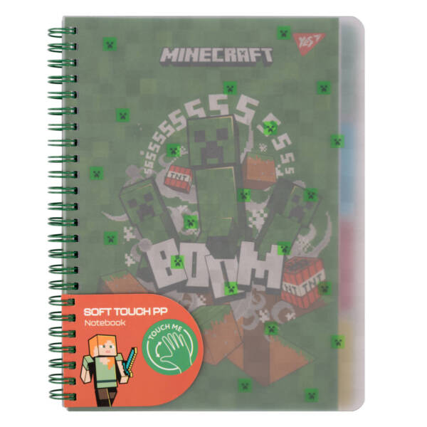 Зошит для записів YES А5, 80 арк., софт-тач пласт.обкл. "Minecraft"