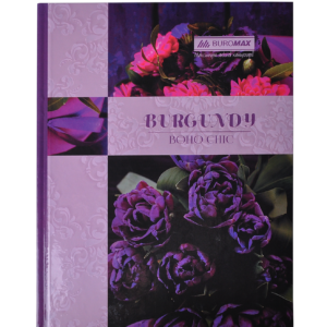 Книга канцелярська BOHO CHIC, А4, 96 арк., клітинка, офсет, тверда ламінована обкладинка, фіолетова