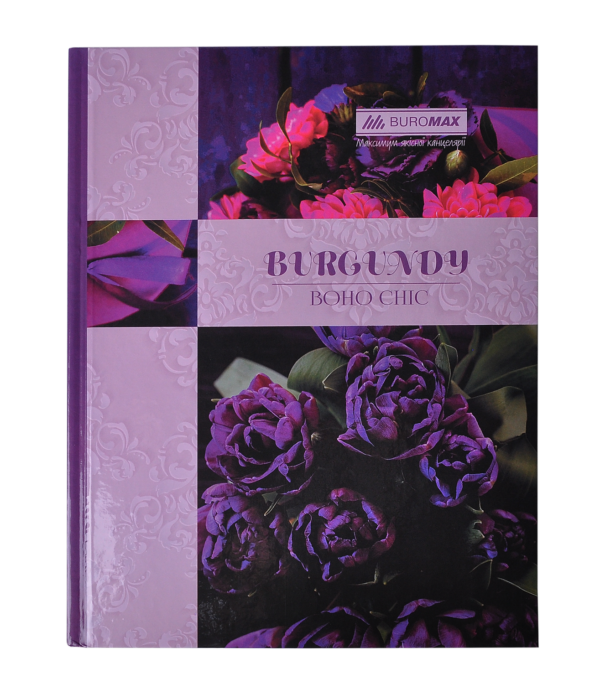 Книга канцелярська BOHO CHIC, А4, 96 арк., клітинка, офсет, тверда ламінована обкладинка, фіолетова