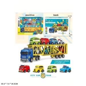 Трейлер инерц. City Car Team 278-46 (48шт/2) 8машин в наборе, в кор. 35*7*26см