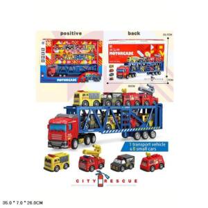 Трейлер инерц. City Rescue 278-45 (48шт/2) 8машин в наборе, в кор. 35*7*26см
