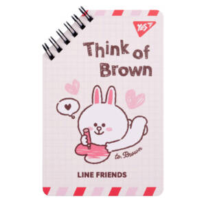 Блокнот YES 95х145 мм, 60 арк., подв. cпіраль "Line Friends" Think of Brown