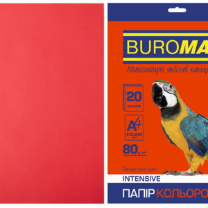 Папір кольоровий А4, 80г/м2, INTENSIV, червоний, 20л.