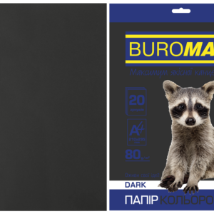 Папір кольоровий А4, 80г/м2, DARK чорний, 20л.