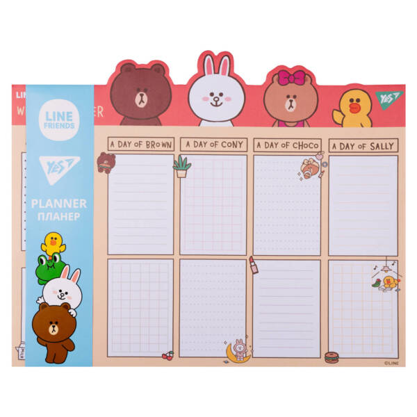 Планінг настільний YES Line Friends, 34,5x28,2см, 52 аркуша