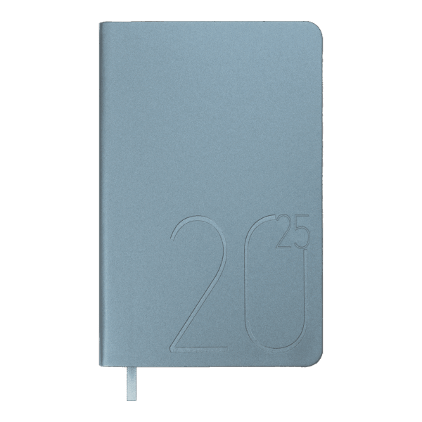 Щоденник датов. 2024 STEEL, A6, блакитний, штуч. шкіра