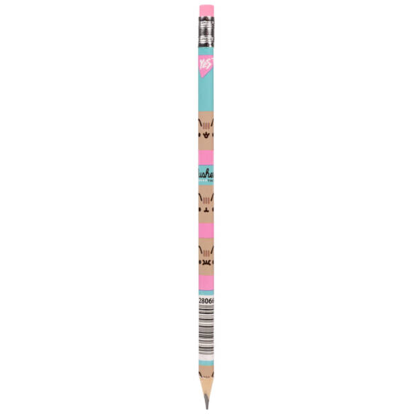 Олівець Yes ч/гр трикутн. з ласт.  в пл. тубі, 36шт/уп "Pusheen. Stripes"