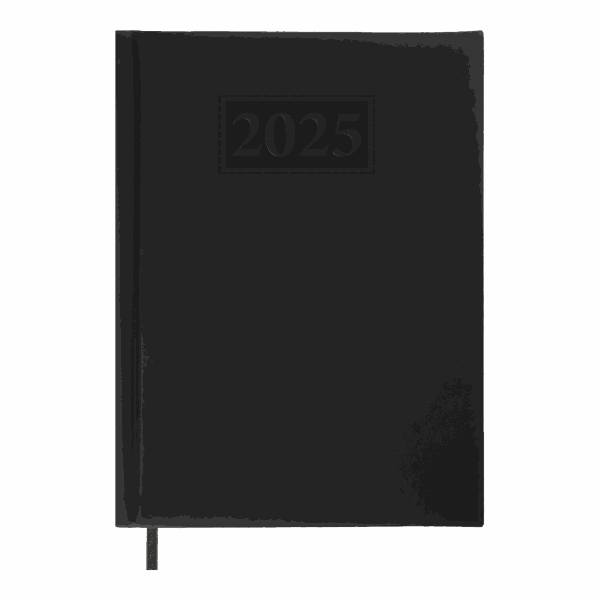 Щоденник датов. 2025 GENTLE, A5, чорний, штуч. шкіра/поролон
