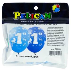Кульки Pelican 12' (30 см)  "1 РОЧОК ХЛОПЧИК" 5-стор., 10шт/уп