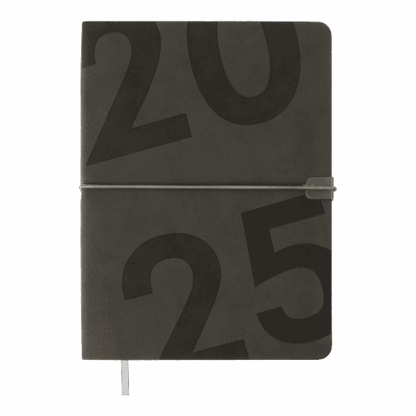 Щоденник датов. 2025 BEST, A5, сірий, штуч. шкіра