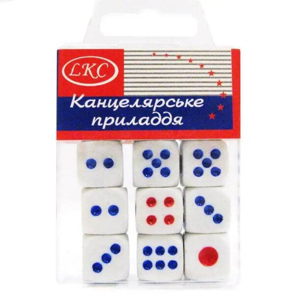 Кубики гральні 12шт/упак у пластик короб.