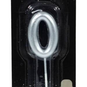 Свічка для торта Pelican  "0" СРІБЛО  4,5см (1/12/900)