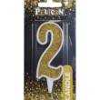 Свічка для торта цифра "2" ЗОЛОТО  7см, TM Pelican  (1/12)