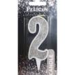 Свічка для торта цифра "2" СРІБЛО  7см, TM Pelican  (1/12)