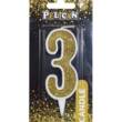 Свічка для торта цифра "3" ЗОЛОТО  7см, TM Pelican  (1/12)