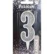 Свічка для торта цифра "3" СРІБЛО  7см, TM Pelican  (1/12)