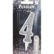 Свічка для торта цифра "4" СРІБЛО  7см, TM Pelican  (1/12)
