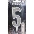 Свічка для торта цифра "5" СРІБЛО  7см, TM Pelican  (1/12)