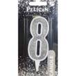 Свічка для торта цифра "8" СРІБЛО  7см, TM Pelican  (1/12)