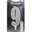 Свічка для торта цифра "9" СРІБЛО  7см, TM Pelican  (1/12)