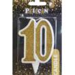 Свічка ювілейна "10" золото 7см, Pelican