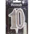 Свічка ювілейна "10" СРІБЛО  7см, TM Pelican  (1/32)