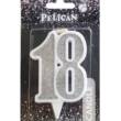 Свічка ювілейна "18" СРІБЛО  7см, TM Pelican  (1/32)