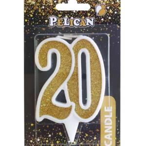 Свічка ювілейна "20" золото 7см, Pelican