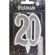 Свічка ювілейна "20" СРІБЛО  7см, TM Pelican  (1/32)