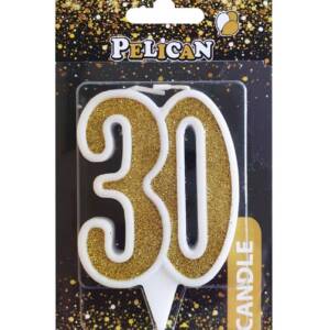 Свічка ювілейна "30" золото 7см, Pelican
