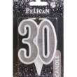 Свічка ювілейна "30" СРІБЛО  7см, TM Pelican  (1/32)