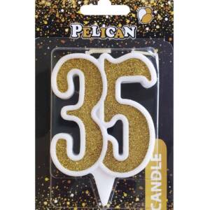 Свічка ювілейна "35" золото 7см, Pelican