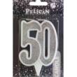 Свічка ювілейна "50" СРІБЛО  7см, TM Pelican  (1/32)