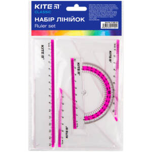 Набір: лінійка 15см,2 кос.,трансп. (рож.смуга) Kite Classic