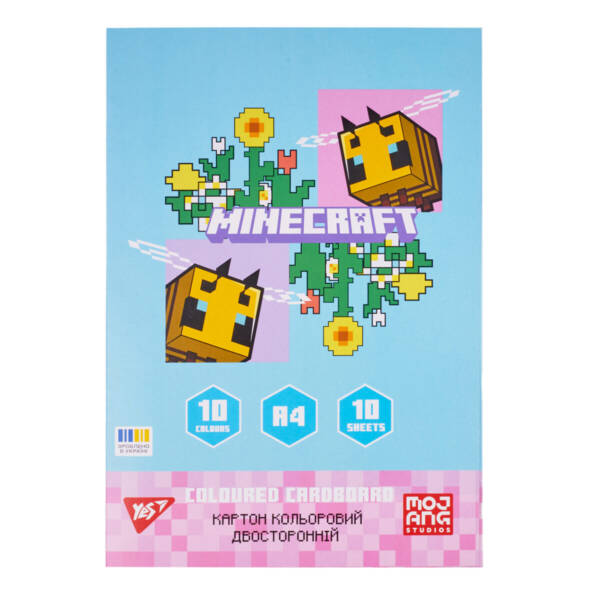 Картон кольоровий двосторонній Yes "Minecraft.Spring", 10 аркушів, А4, папка