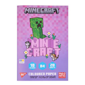 Папір кольоровий односторонній Yes "Minecraft.Spring", 20 аркушів, А4, скоба