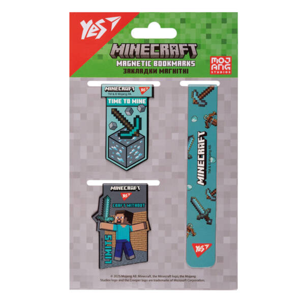 Закладки магнітні Yes "Minecraft", 3 шт