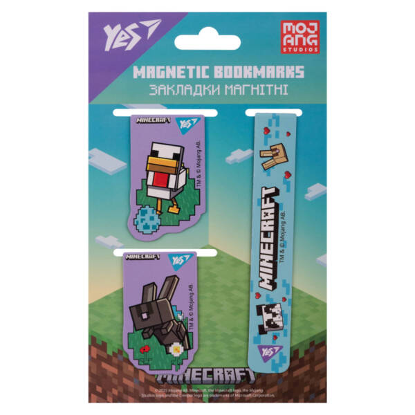 Закладки магнітні Yes "Minecraft.Spring", 3 шт, блакитні