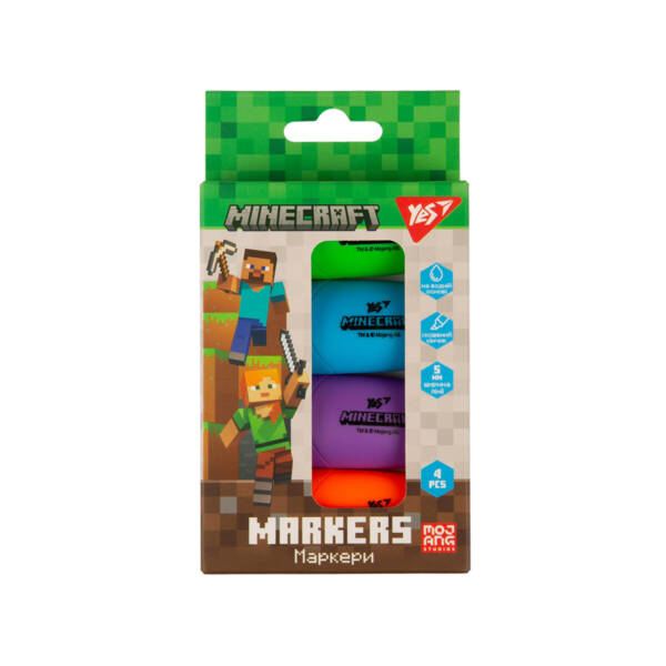 Маркер текстовий Yes "Minecraft" в наборі, 4 шт.