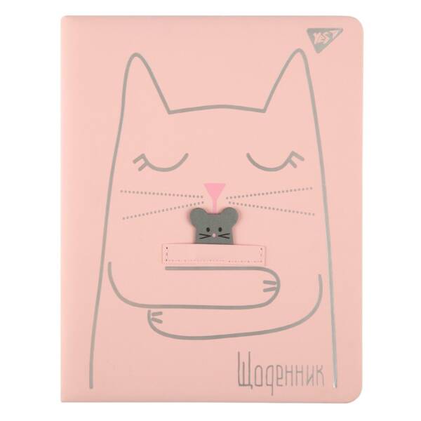 Щоденник шкільний YES PU твердий Silver cat, A5, 40 аркушів
