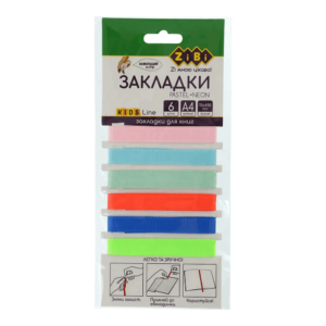Набір закладок самоклеючих PASTEL+NEON, А4, 6шт., асорті, KIDS Line