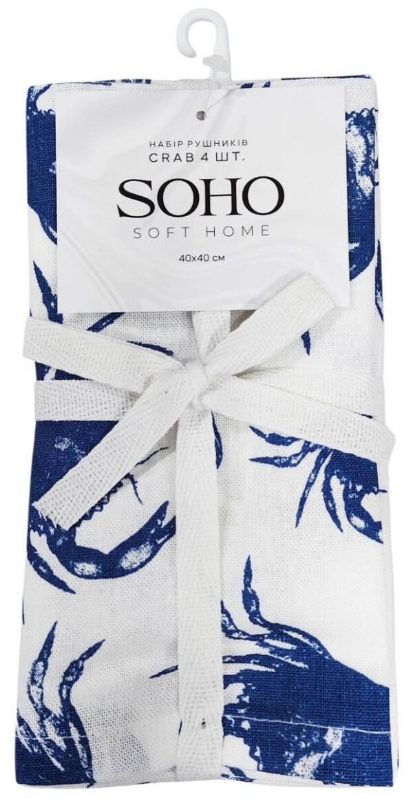 Кухонний текстиль SOHO Наб. руш. 40*40см бавовна 100% Crab 4 шт.